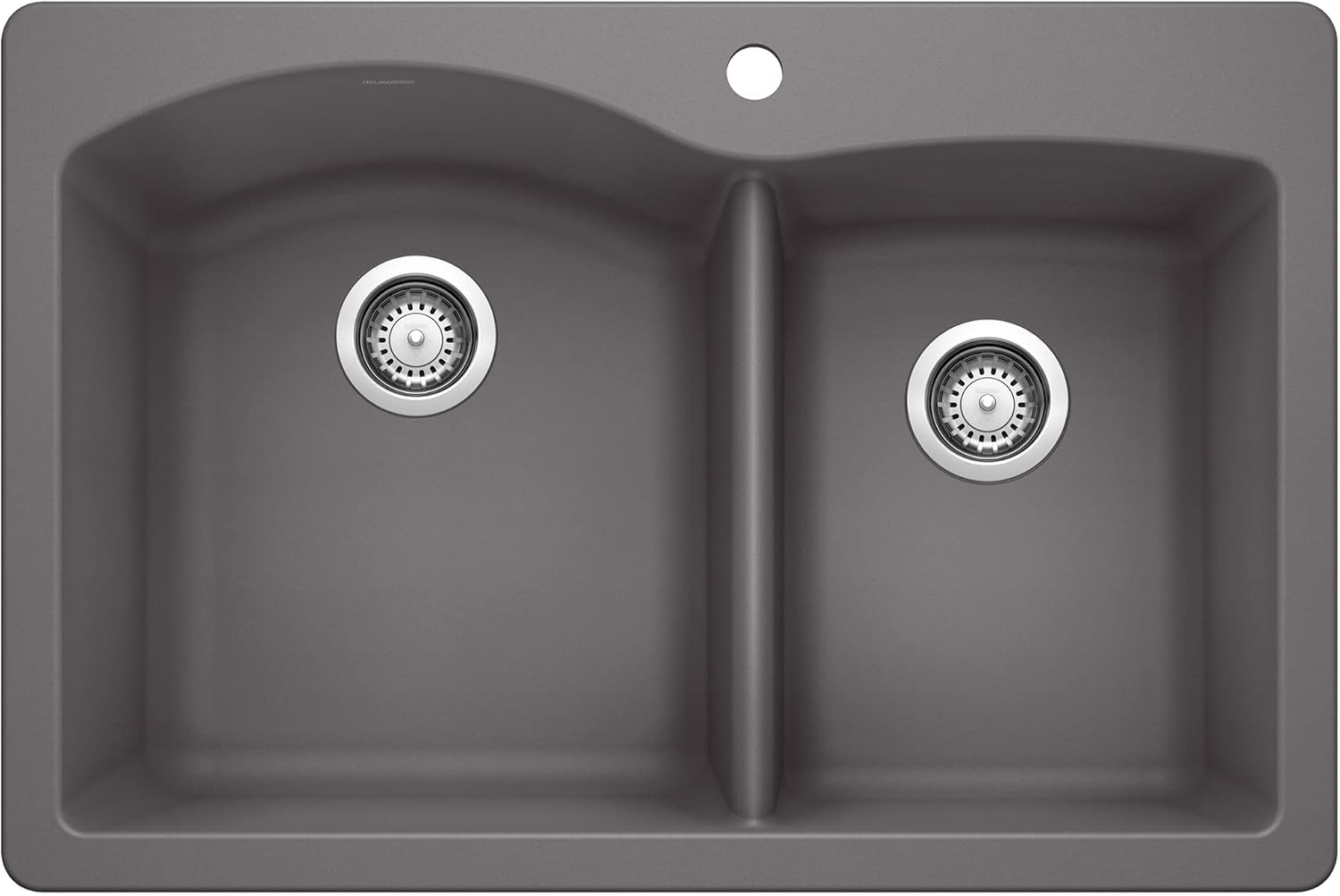 BLANCO Diamond Silgranit 60/40 Double Bowl Undermount or Drop-In Kitchen Sink, 33x22x9.5, Coal Black