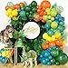 GRESATEK Jungle Themed Balloon Garland Arch Kit, Sage Green Orange Yellow Olive Balloons Decorations for Boys Girls Birthday Baby Shower Safari Dinosaur Party Decor Supplies (BLSTR100)