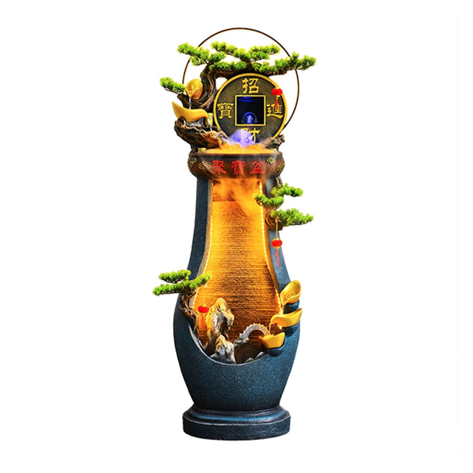 Garden Outdoor Floor Water Fountain with LED Light Cascading for Garden Patio Backyard Deck Home Lawn Porch House Relaxation Exterior Balcony Pond