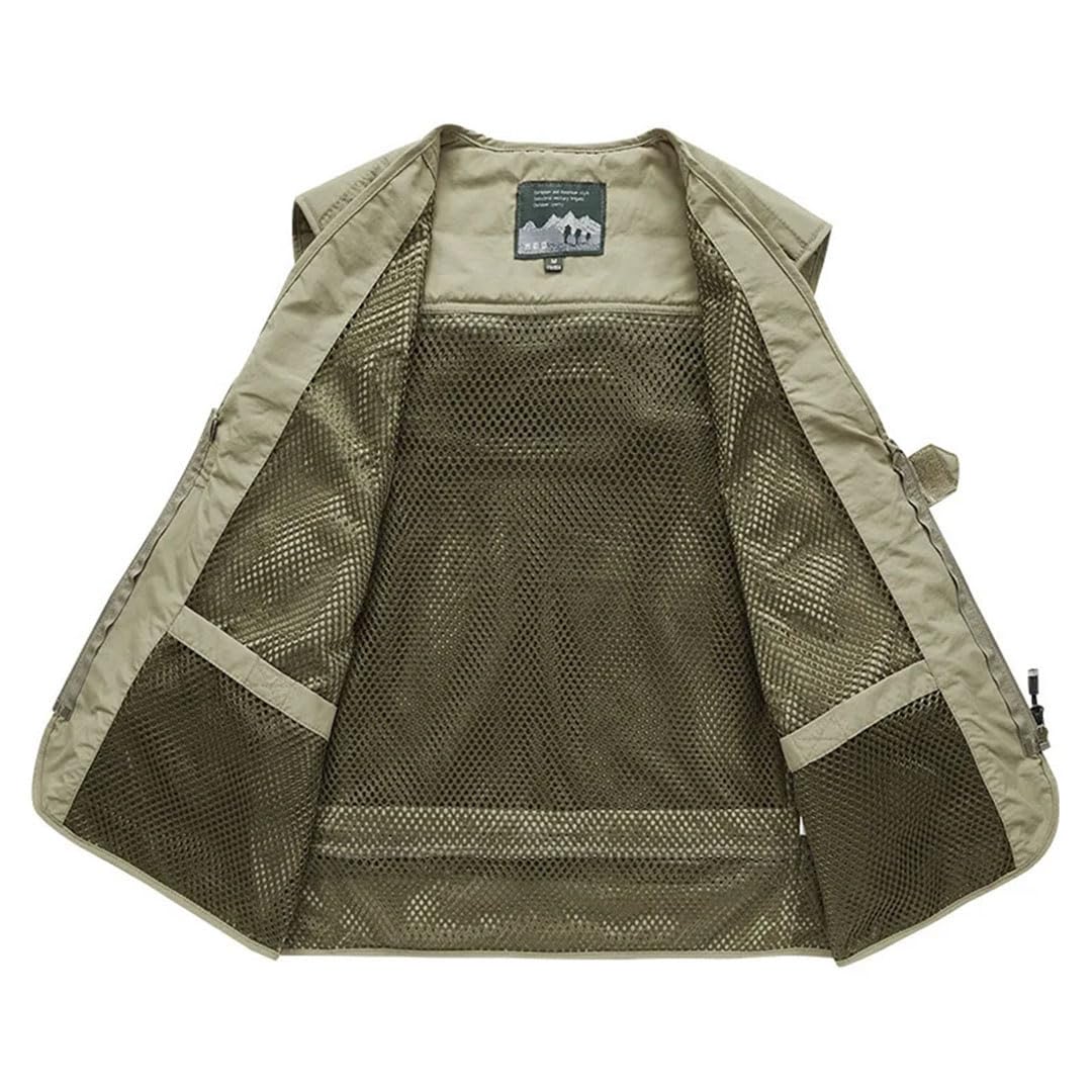 Chaleco táctico de verano para hombre, con múltiples bolsillos, para senderismo, pesca, fotógrafo, malla, sin mangas, chaleco para herramientas