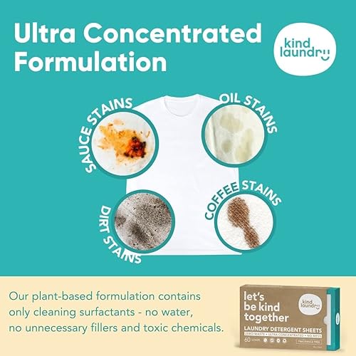 Miniatura 3 de KIND LAUNDRY Hojas de detergente sin líquido de fórmula y jabón de viaje sin perfume