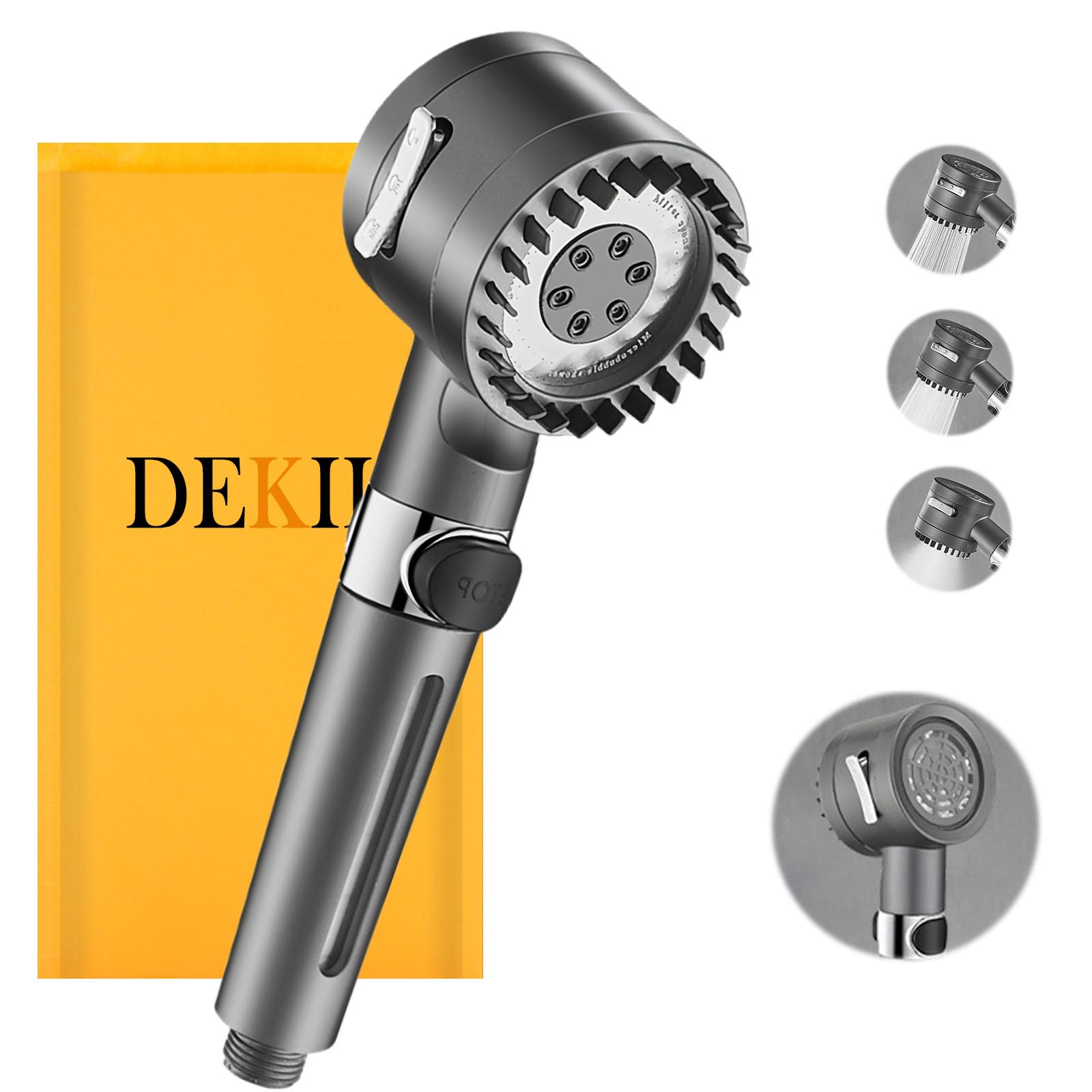 DEKII Shower Filter Shower Head - Double Filtration High Pressure Bathroom Accessories Set to Remove Chlorine and Impurities, Massages Scalp to Anti Hairfall and Dry Skin (3 Modes）