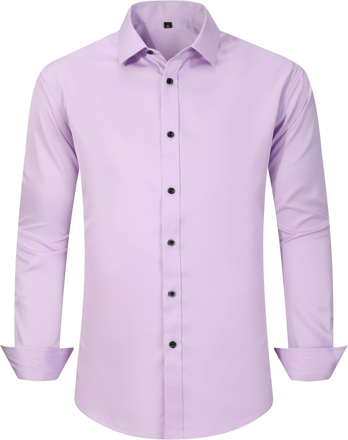 Men's Dress Shirts for Business Casual - Long Sleeve Button Down Shirts (Black Button)