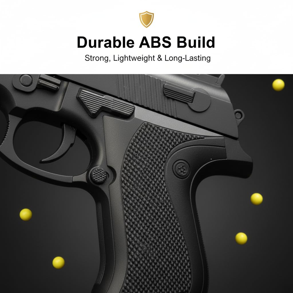 VELINOR Pull-Back Action Toy P729 Gun with 200 BB Bullets | Long Range Shooting Pistol for Kids & Adults | Removable Magazine | Strong Spring Power | Safe Plastic BB Pellets 2