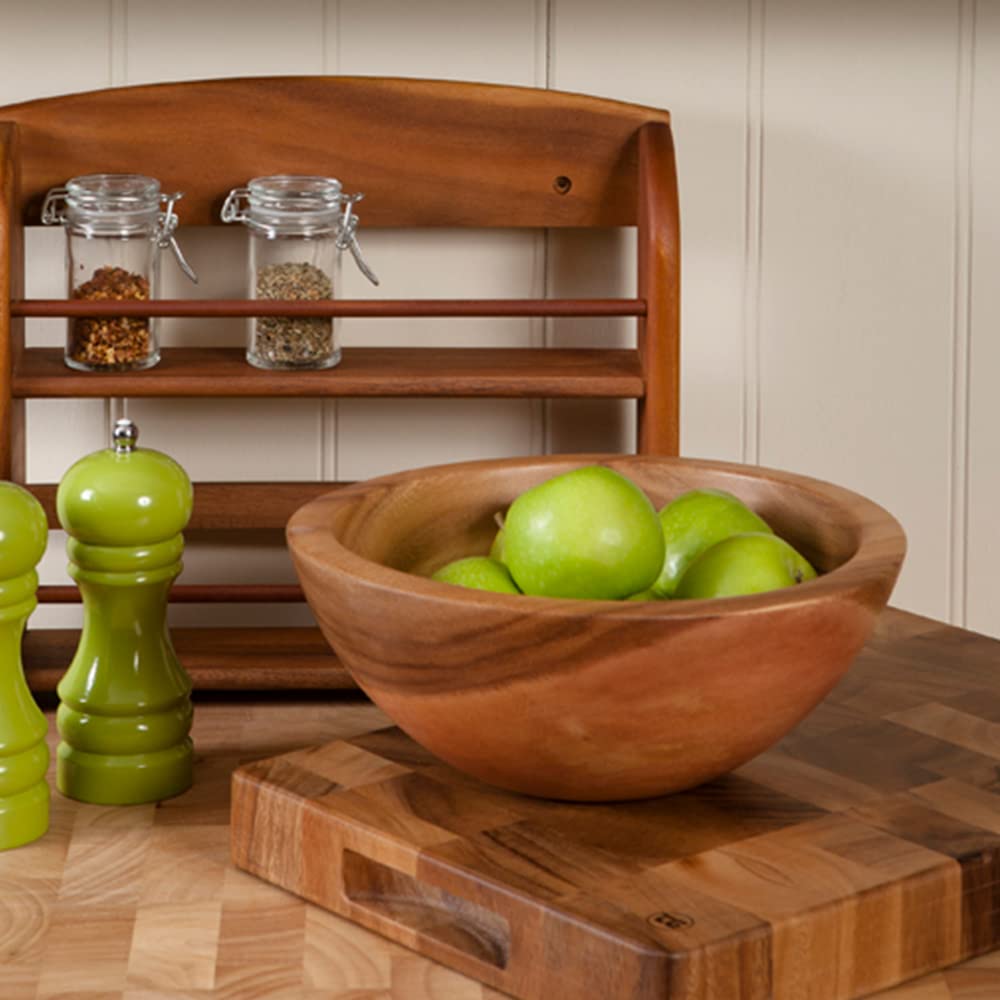 T&G Woodware - Tuscany - Tagliere rettangolare grande, con incavi per le dita, in legno di testa d'acacia - 45 x 30 x 40 cm