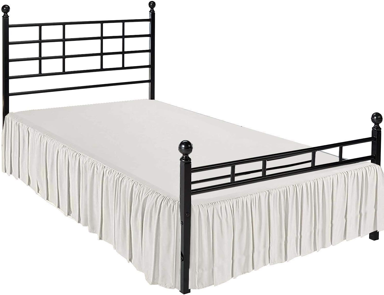 Dust Ruffled Bed Skirt with Split Corner 100% Microfiber Soft, Sheen & Wrinkle Free Bed Skirt Gathered Style Dust Ruffle Bed Skirt with 15" Drop Three Sided Coverage Bed Skirts (Light Blue-King)