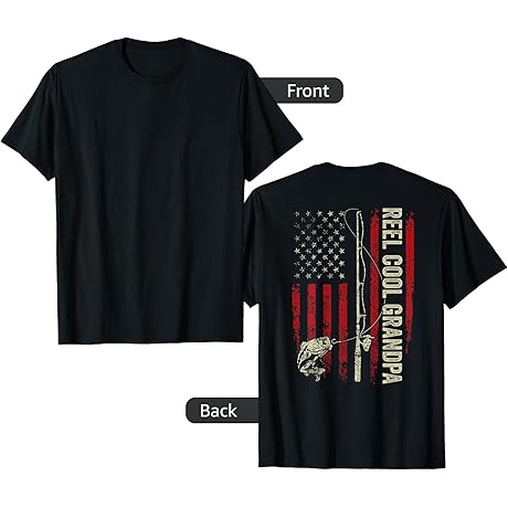 Reel Cool Grandpa Fishing American Flag Patriot Fishing Grandpa Shirt