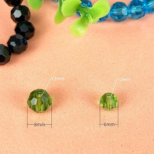 Miniatura 2 de Jmassyang 100 Piezas 8mm Cuentas de Cristal de Vidrio Facetado Redondo, Cuentas Espaciadoras para Hacer Joyas, Pulseras, Collares, Aretes, Campanas