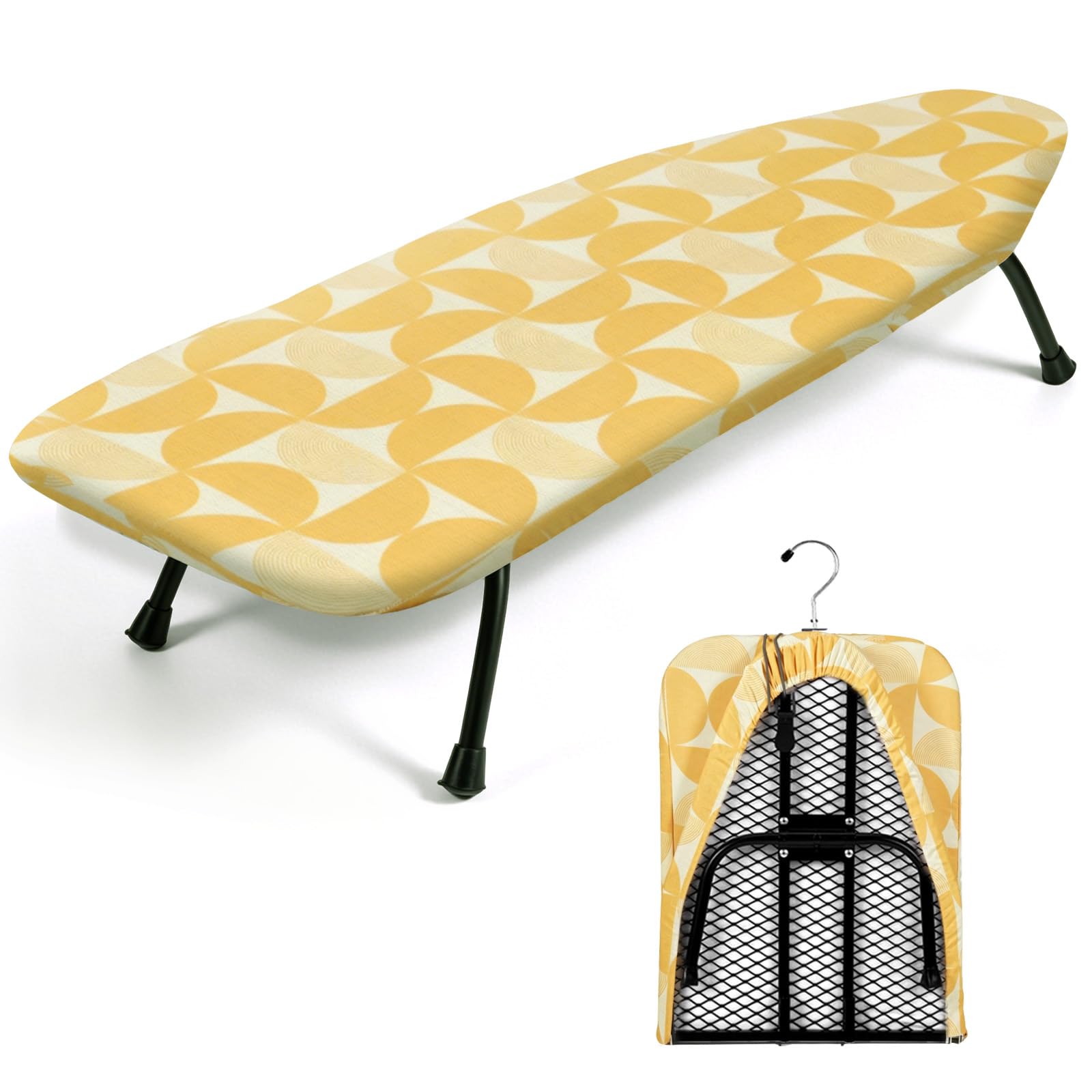 SheeChung Small Ironing Board 12"x32",Mini Ironing Board with Metal Mesh