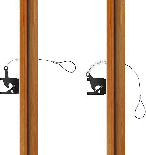 Miniatura 3 de Kit de tiradores de cable de pestillo de puerta, cierre de puerta ajustable con resorte negro, abridor de puerta para vallas de madera de metal para