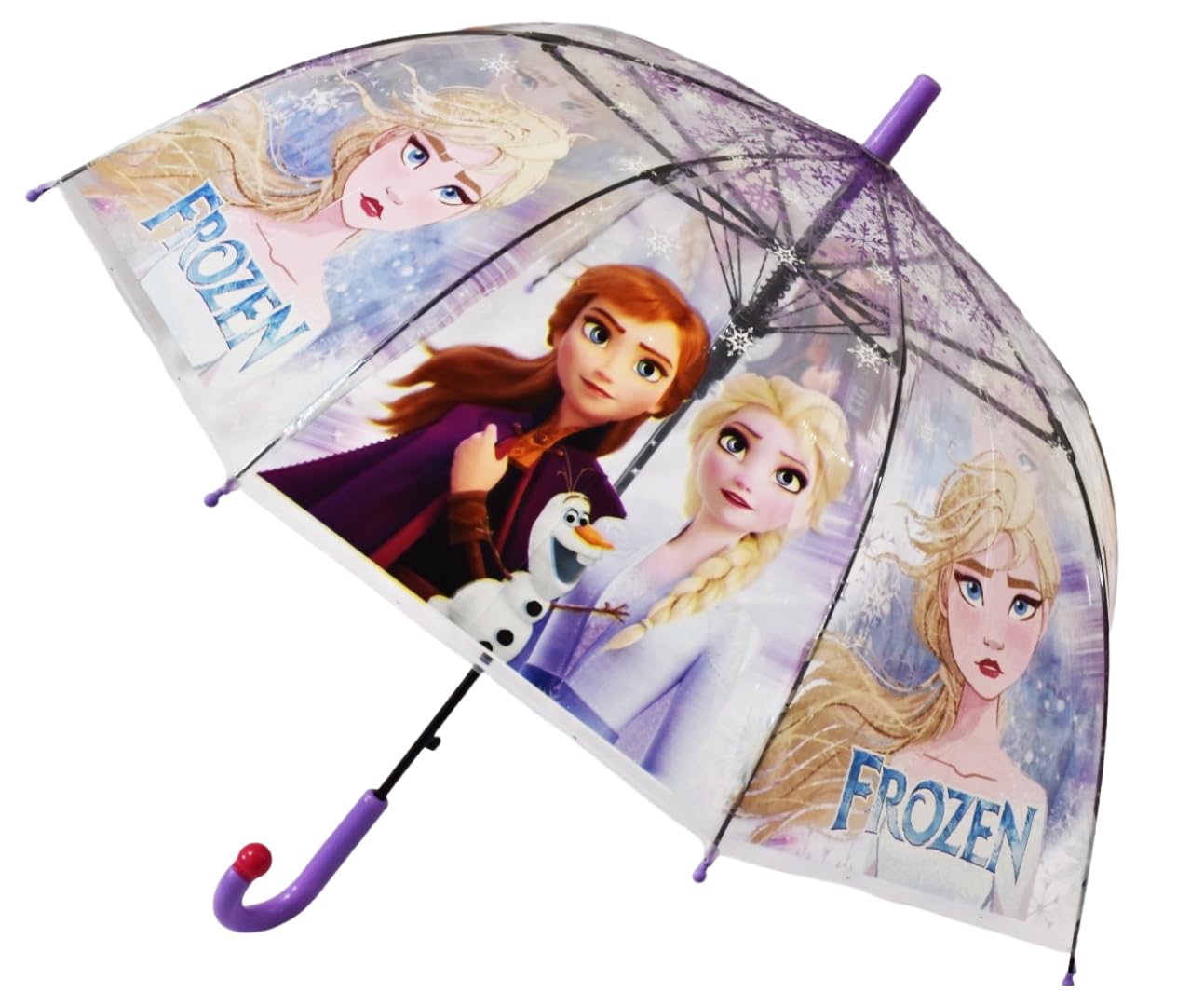 chaatewala Princess Clear Dome Umbrella for Girls – Purple Transparent Bubble Rain Umbrella with Snowflake Design – Lightweight Waterproof Kids Umbrella with Hook Handle-picture-43