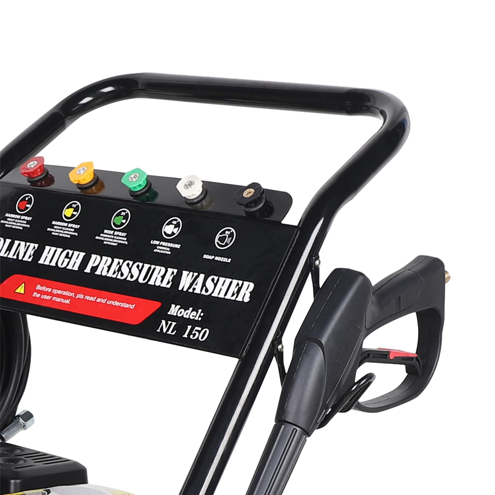 Benzin Hochdruckreiniger, 7.5HP 4-Takt Profi Hochdruckreiniger Auto und Terrassenreiniger mit 5 wählbaren Düsen Einzylinder Benzin Reinigungsmaschine mit Spritzpistole Komplettes Set 3400 U/min