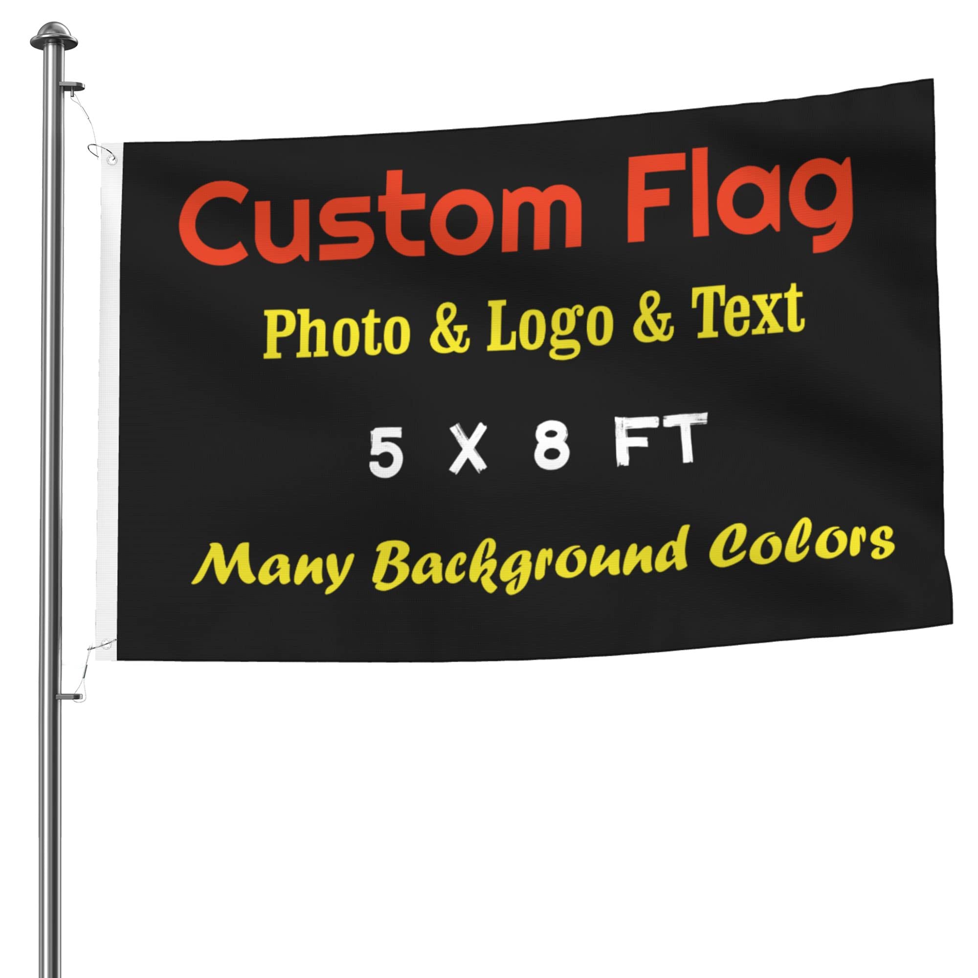 Custom Large Flag 8ft x 5ft, Personalised Flags with Eyelets, Design Your Own Photo/Logo/Text Flag, Customised Birthday Camping Party Team Banner Sign for Indoor Outdoor Garden Décor