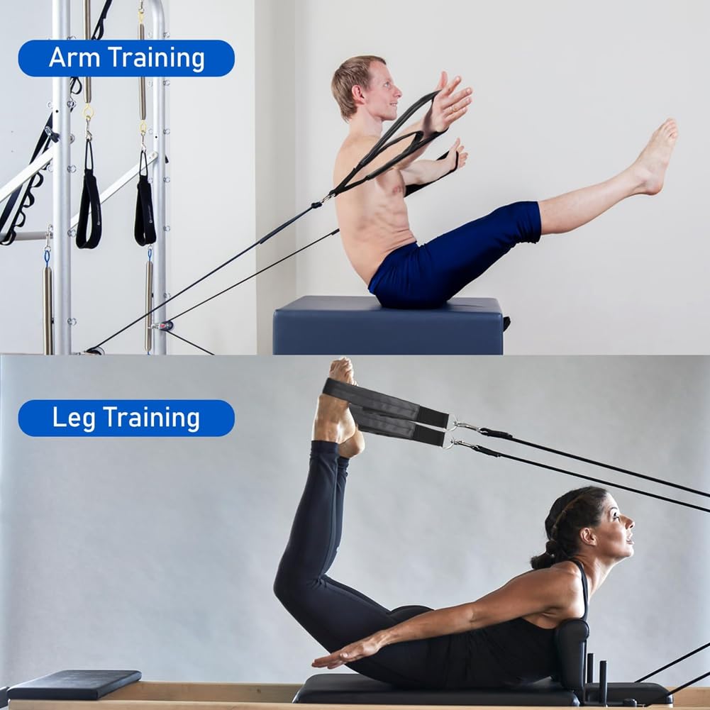 2PCS Kit di Cinghie Pilates Pilates Double Loop Straps Set per Reformer, Fitness D-Ring Straps Double Imbottito