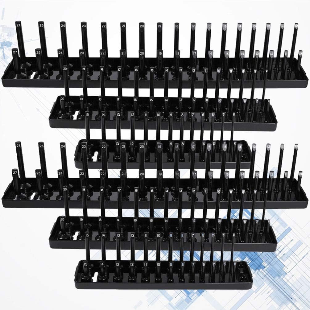 Wakauto Socket Organizer Trays, 6pcs Socket Organizer Socket Tray Rack High Pole Long Sleeve Multifunctional Sleeve Bracket - Metric System (Red)