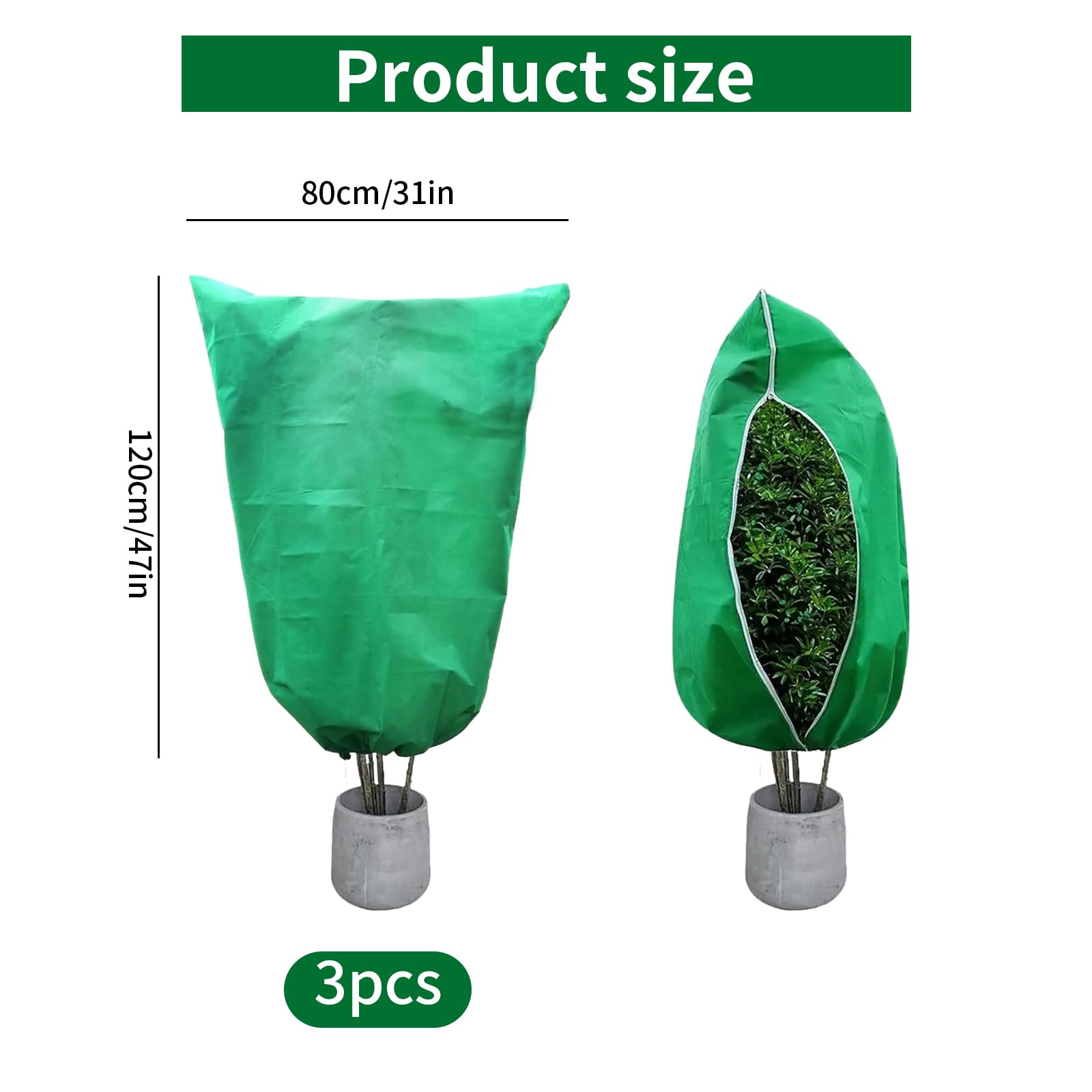 Eidoct 3 Packs Plant Covers Freeze Protection, Large Size 80 X 120cm Freeze Protection Tree Covers Bags Blankets - Image 2