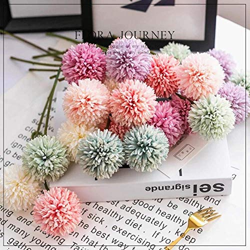 SCZONE Artificial Chrysanthemum Ball Hydrangea Fake Flower Bouquets 10pcs Present for Important People Glorious Moral for Home Office Coffee House Parties and Wedding (Milk White) image 3
