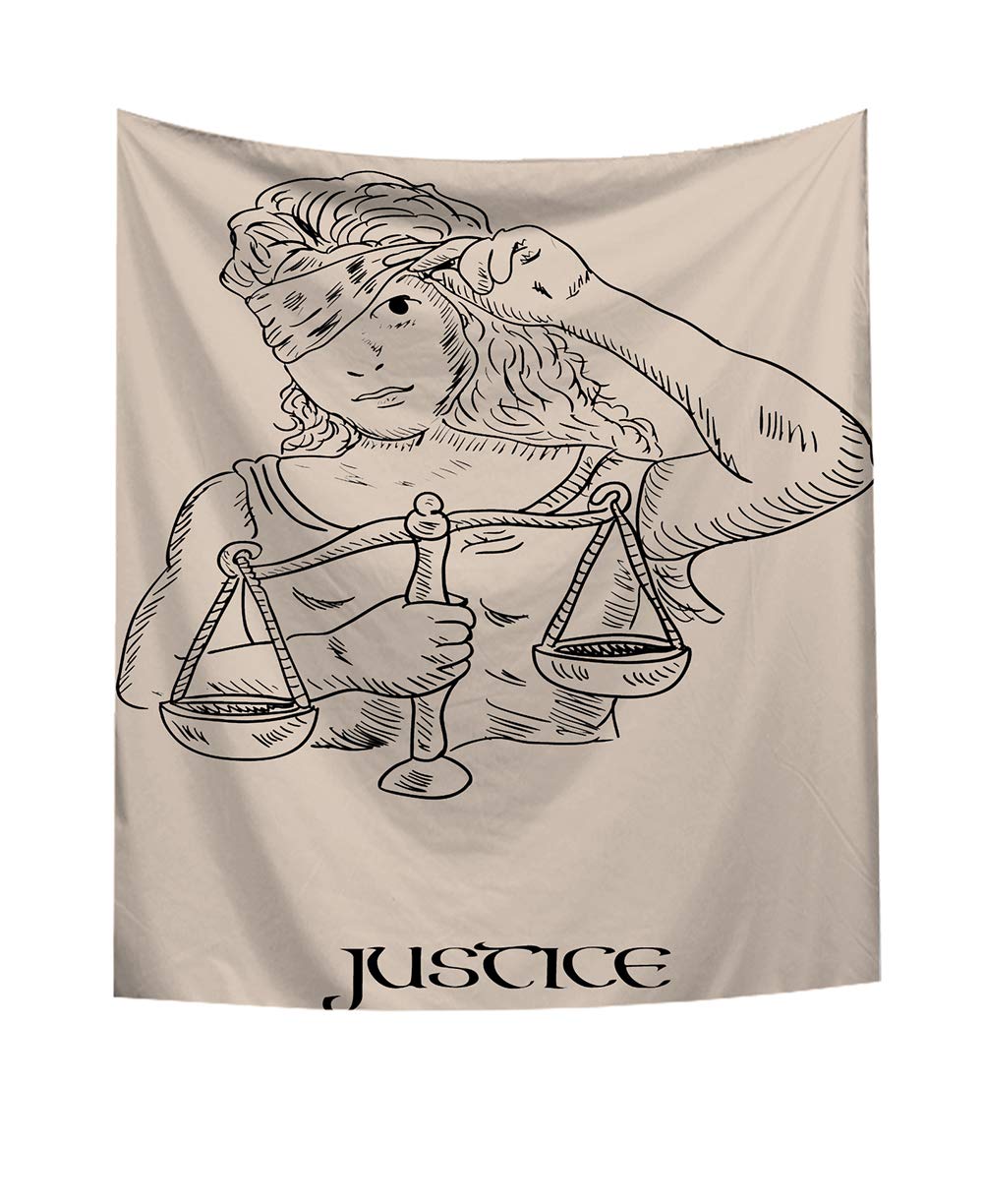 BOYOUTH Justice Tarot Tapestry Wall Hanging,Man Holding a Scales Pattern Digital Print Wall Tapestry for Living Room Bedroom Dorm Decor,78.7 Inch by 59.1 Inch