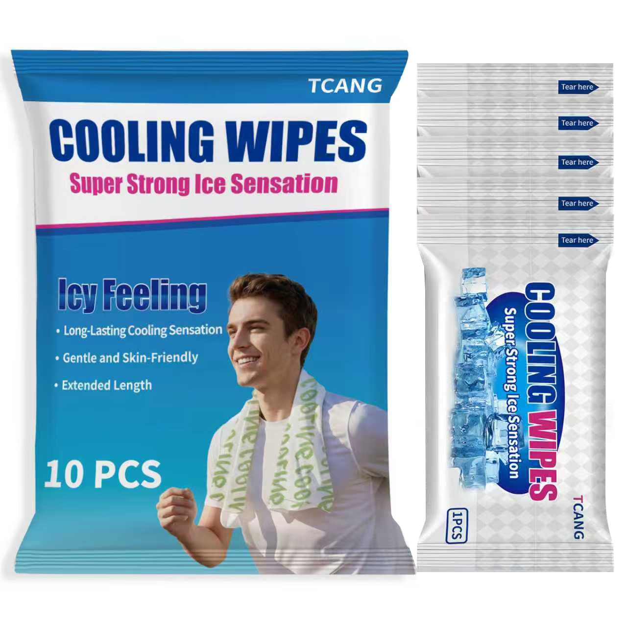 View 1 of 10 Pack Cooling Body Wipes, Alcohol-Free Cooling Towelettes Cooling Towel Alternative for Outdoor Sports, Camping, Hiking, Workout & Hot Weather(Green)