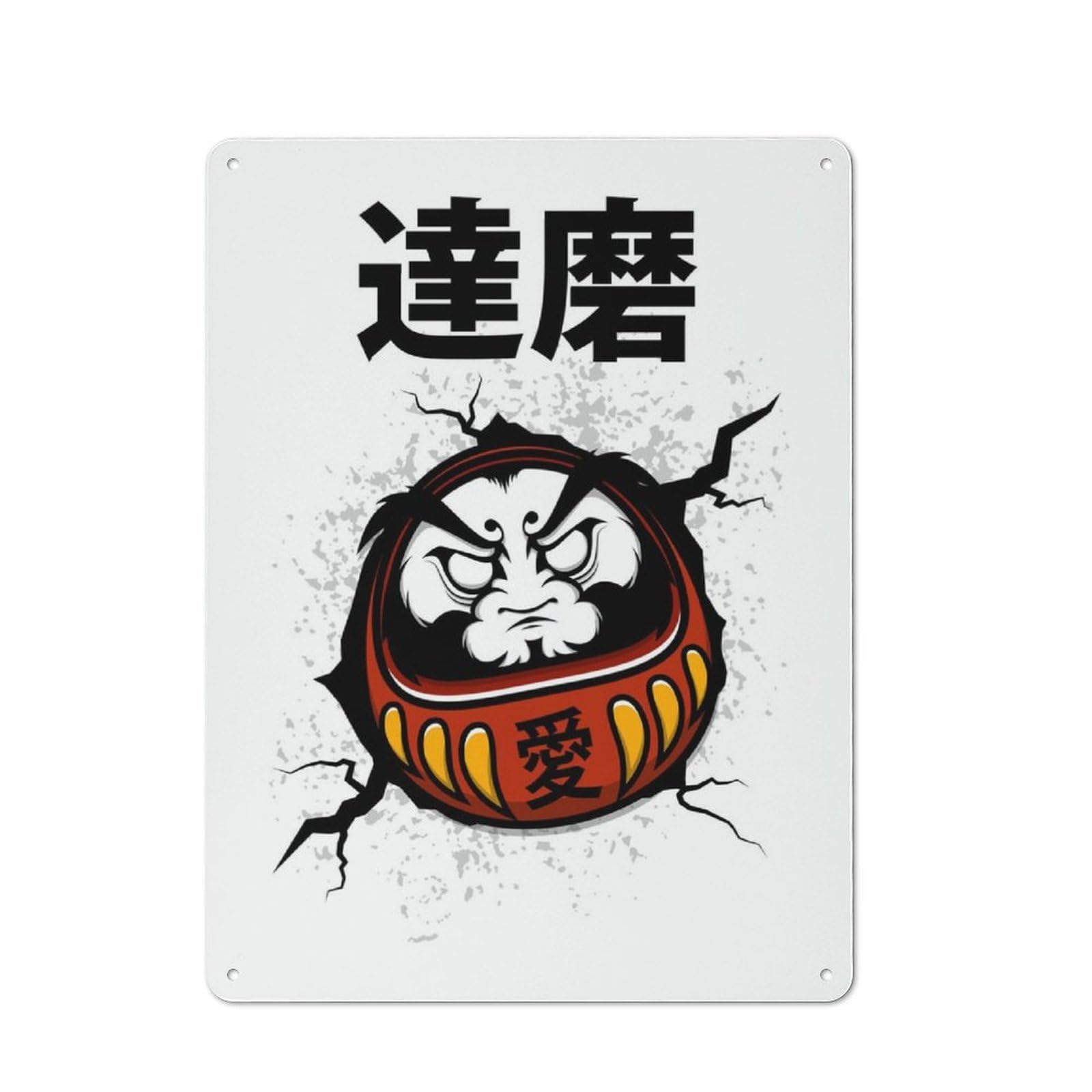 Junmoney Daruma Metal Wall Sign 40X30cm, Rustic Decor For Hallway Wall, For Metal Sign Collectors, For Garage And Workshop Walls