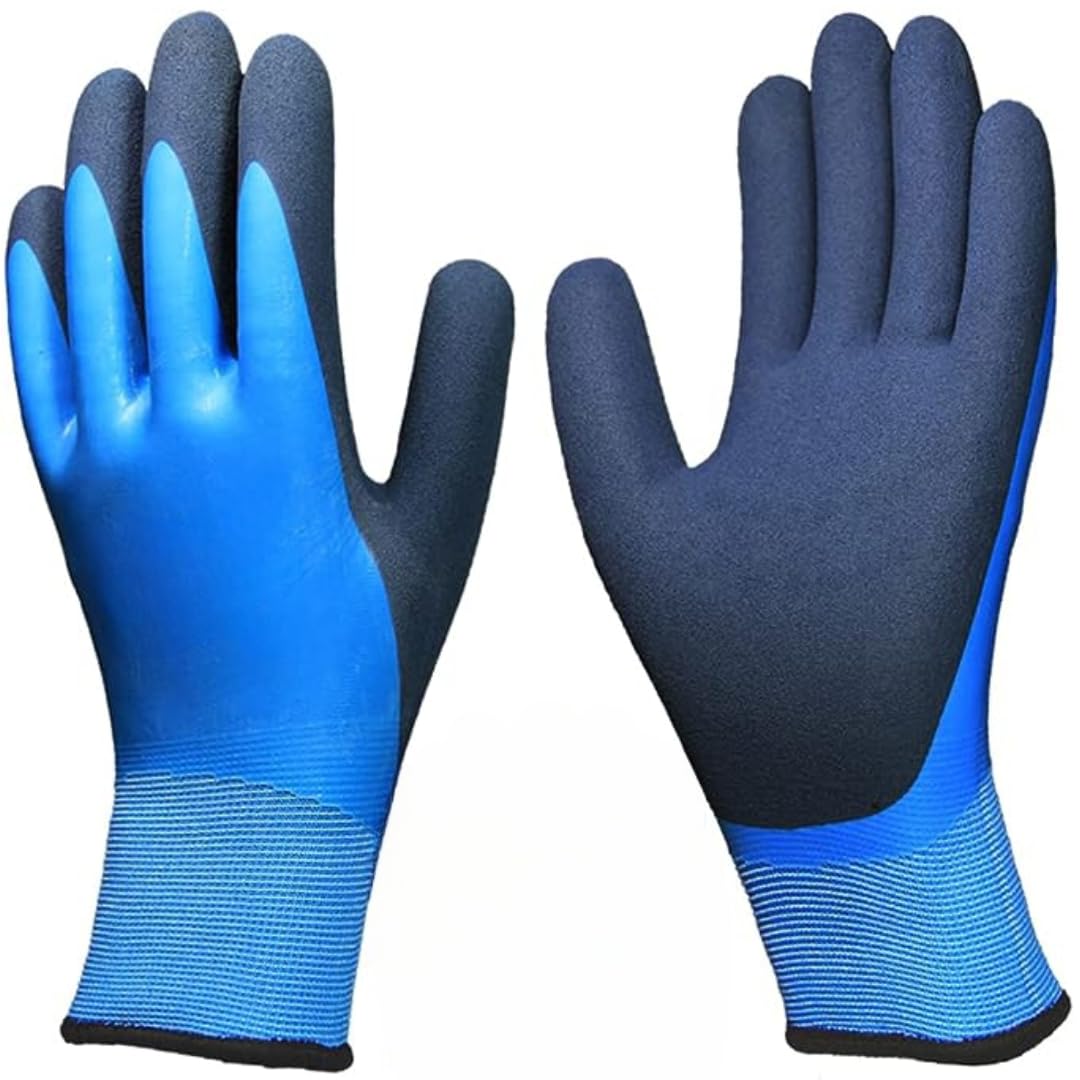 STYLERA Waterproof Work Gloves Liquid Proof Double Coated Working Gloves for Men and Women Multi Purpose Flexible Latex Work Gloves with Grip for Gardening Car Cleaning Fishing Gloves (Pack of 1 Pair)-image-10