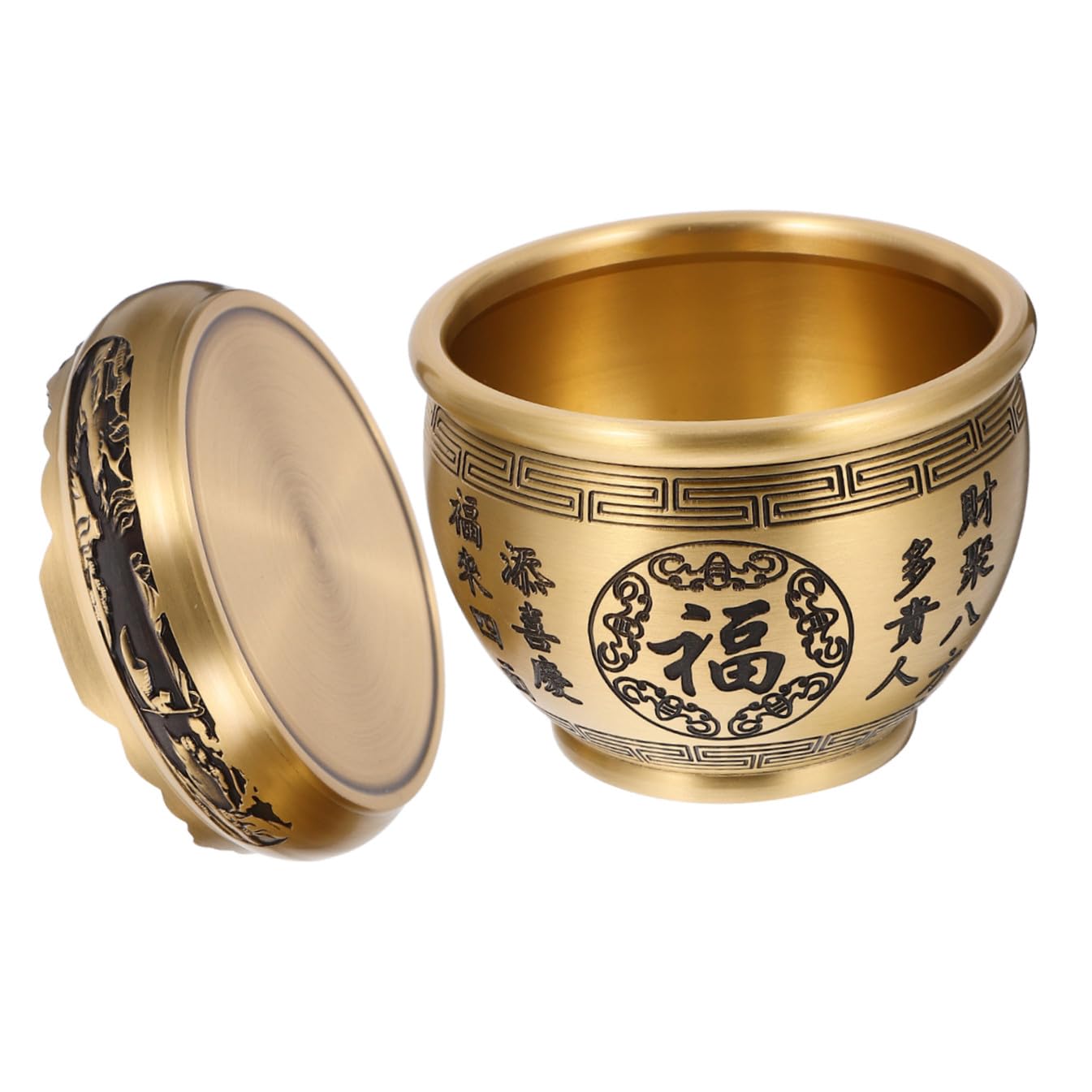 Alipis Cuenco de Riqueza de Latón Vintage con Base Estable para Decoración del Hogar y Oficina, Cuenco de Fortuna para Reunir Buena Suerte y Prosperidad