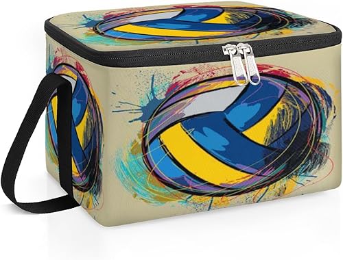 Miniatura 2 de Bolsa de almuerzo con aislamiento de dibujos animados de voleibol para mujeres, reutilizable, bolsa cuadrada de comida para adultos y hombres,