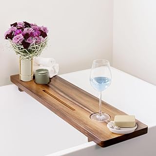 Premium Bathtub Tray | Large & Thick Bath Tub Tray | Solid Acacia Wood Bath Tray for Tub | Non-Toxic