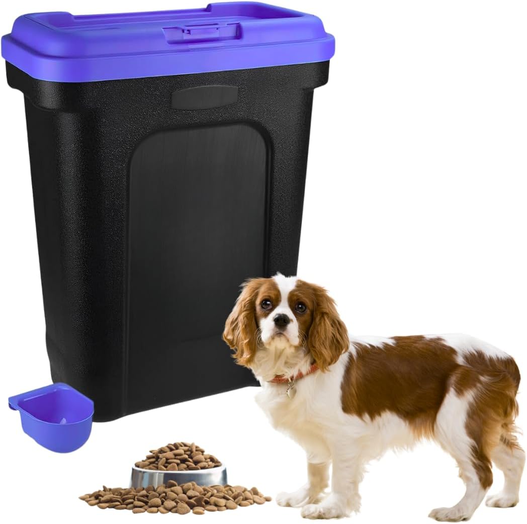 Trendi Pet Food Storage Container | Large 30L/15.5kg Plastic Storage Bin with Food Scoop & Flip-Top Locking Lid | Ideal for Storing Dog Treats, Dog Food, Cat Food & Kitten Supplies