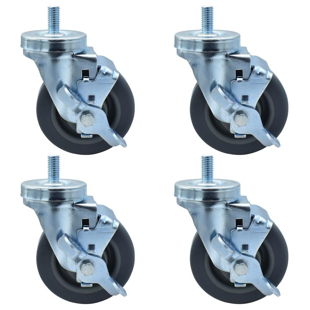 BK Resources 4 inch Threaded Stem Swivel Casters, 1/2