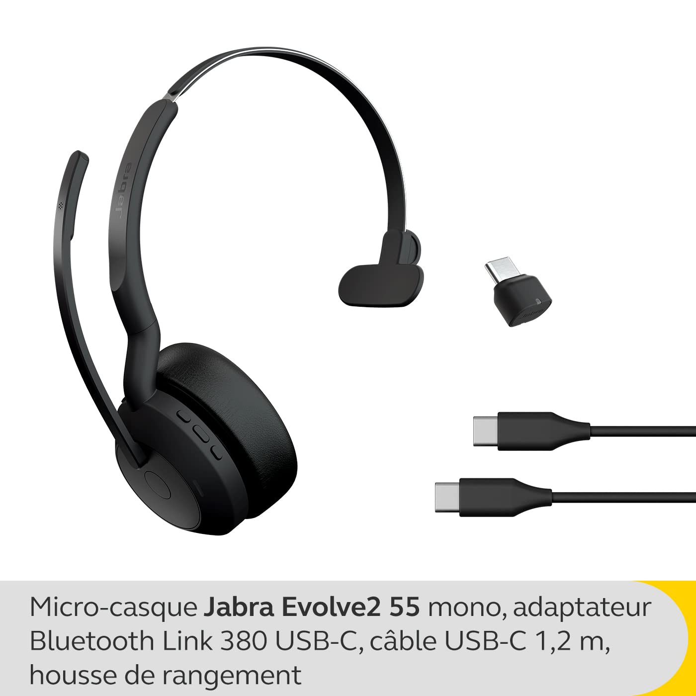 Jabra Evolve2 65 Flex Link380a MS Stereo - draadloze stereo headset met USB-A - gecertificeerd