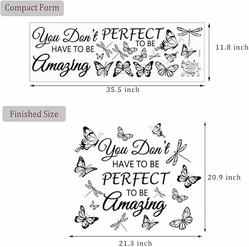 Miniatura 7 de Calcomanías inspiradoras para pared, con texto en inglés You Don't Have to Be Perfect to Be Amazing , calcomanías de arte de pared motivacionales