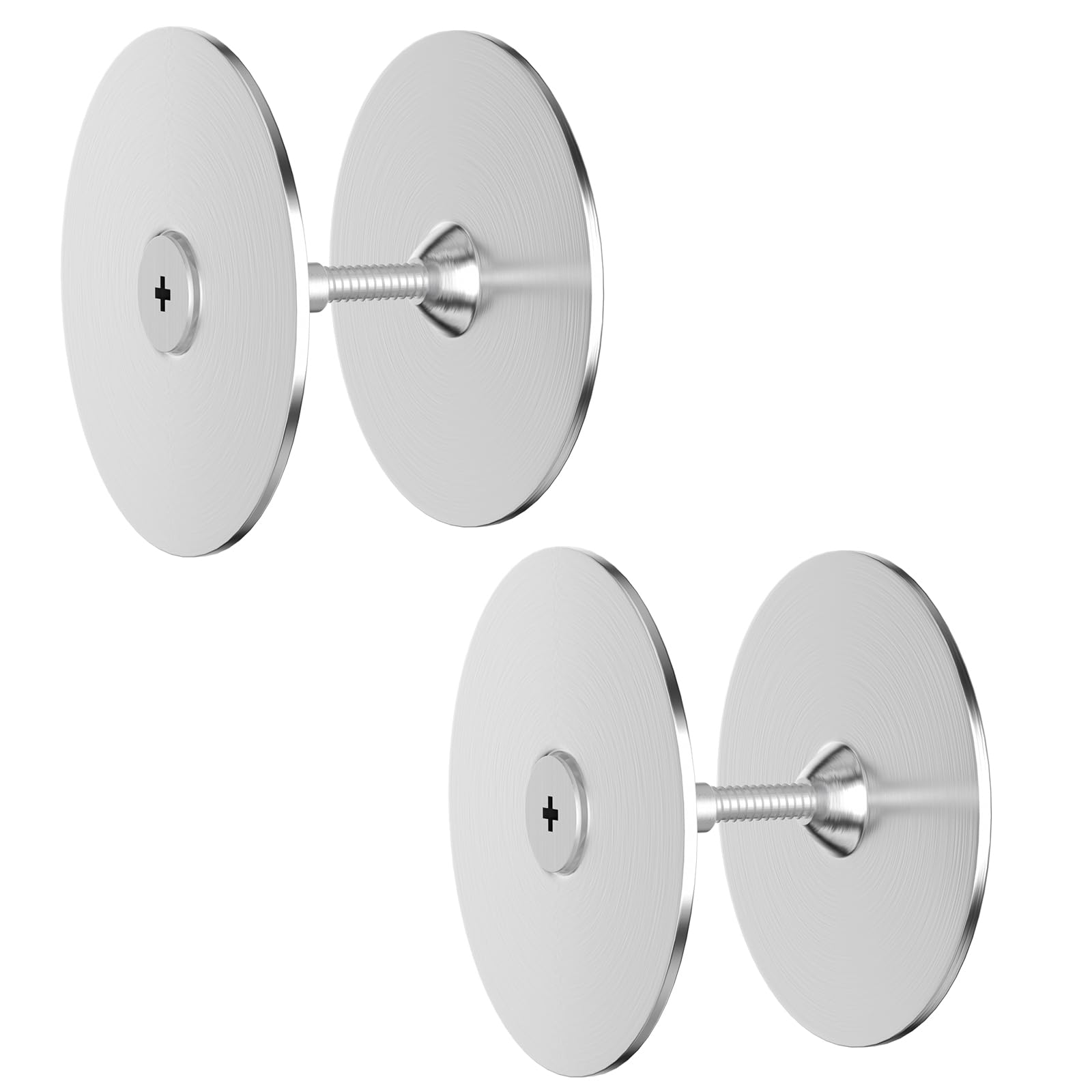 MECCANIXITY Door Hole Cover Plate – 2” Diameter Round Deadbolt Filler, Brushed Satin Nickel, With Screws, Pack Of 2, For Unused Door Knob Holes