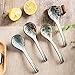 XDOBO Ceramic Soup Spoons Set, Chinese Japanese Porcelain Ramen Spoon, Hand Painted Flower Glazed Asian Tableware, Large Appetizer Serving Soup Spoons, Dishwasher Safe (4 Packs)