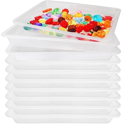 OJYUDD 10 Pcs Activity Plastic Art Trays, 11 x 8.27 x 1.18 in, Clear