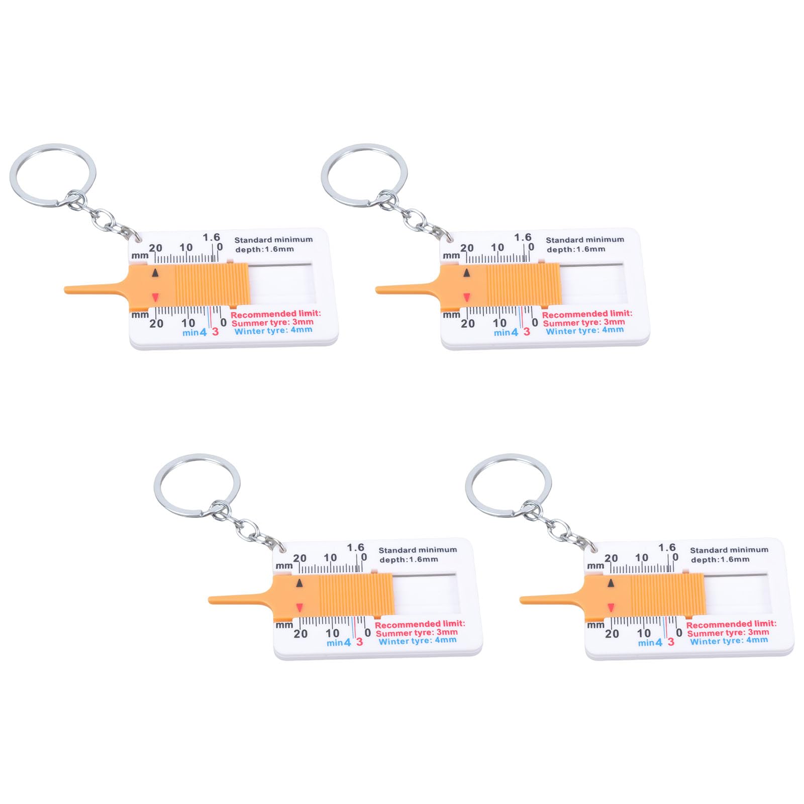 Buxuaaaa Yellow 4Pcs Automotive Treading Depth Measurer 0 To 20Mm Precisions Gauges With Clear Scale Depth Measuring For Tire Check Easy Carry Tire Measurer