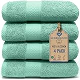LEBENGOOD Juego de Toallas Baño y Lavabo 100% Algodón Premium 550gsm | Toallas Suaves, SPA y Gym | Set de 4 Toallas Mano y Cuerpo (4 50X90 Aqua)
