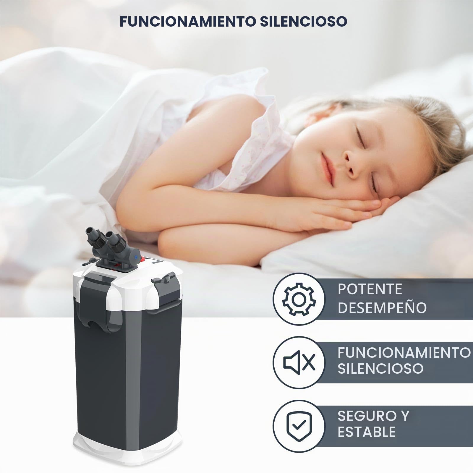 Fishkeeper - Filtro externo para acuario, ultrailencioso, con bomba de flujo ajustable, 3 en 1, bomba de acuario externa y filtros para agua clara, alto rendimiento de filtración para suave, mar