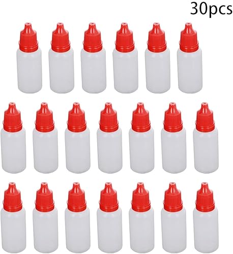 Miniatura 2 de 50pcs PE blanco translúcido gotero botella, 0.3 fl oz pequeñas botellas de gota boca vacía exprimible ojo líquido gotero botella verde tapa