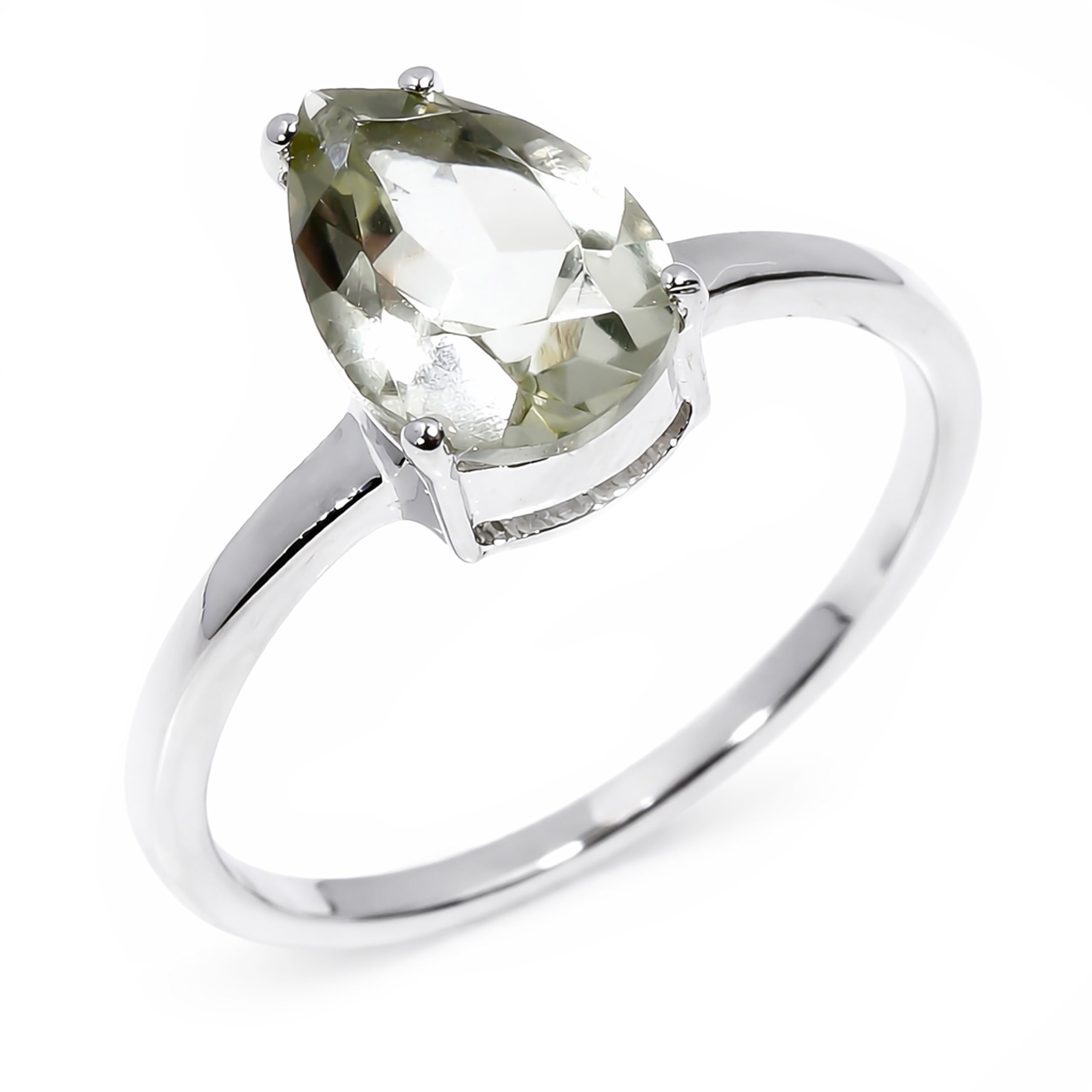 Bague améthyste verte argent 925 petite taille 3.5 résout doigt fin - 6