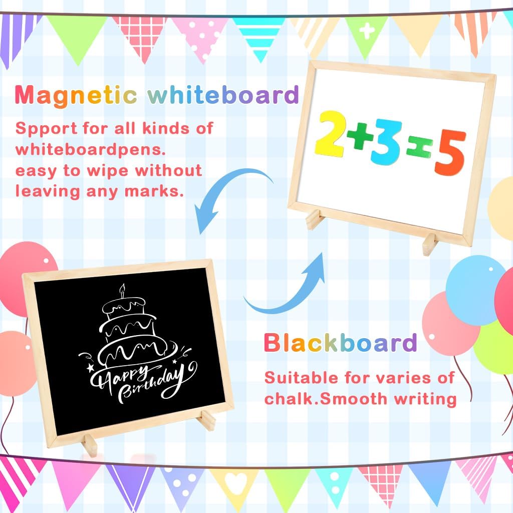 PATPAT® Magnetic Drawing Board for Kids Sided Whiteboard & Blackboard Learning Board with Letters, Numbers, Math Symbols & Marker for Early Education, White Board with Stand for Home(32x24.5x8cm)