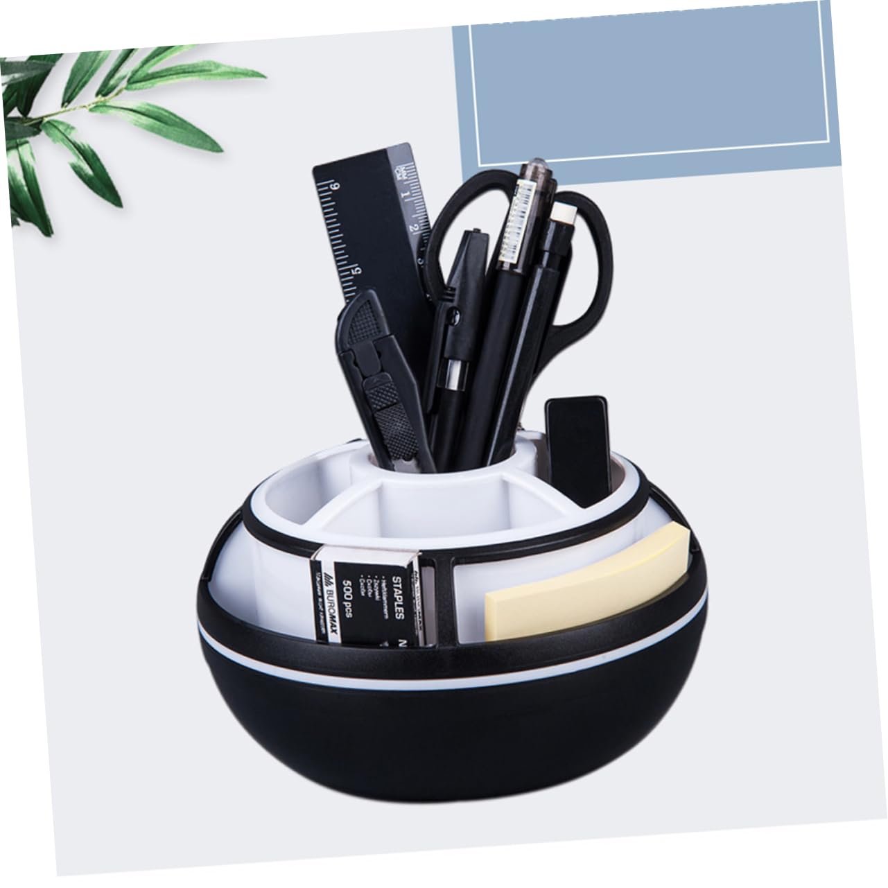 Artibetter Portapenne Rotante da Scrivania Tondo Abs 9 Scomparti, Nero