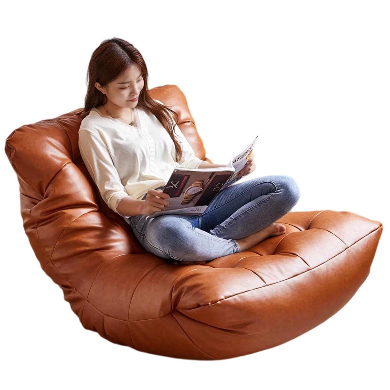 WQQYU6HKF sofa chair Single Lazy Bean Bag for Bedroom & Balcony Tatami Leisure Recliner Napping Chair living room chair(Bruin)