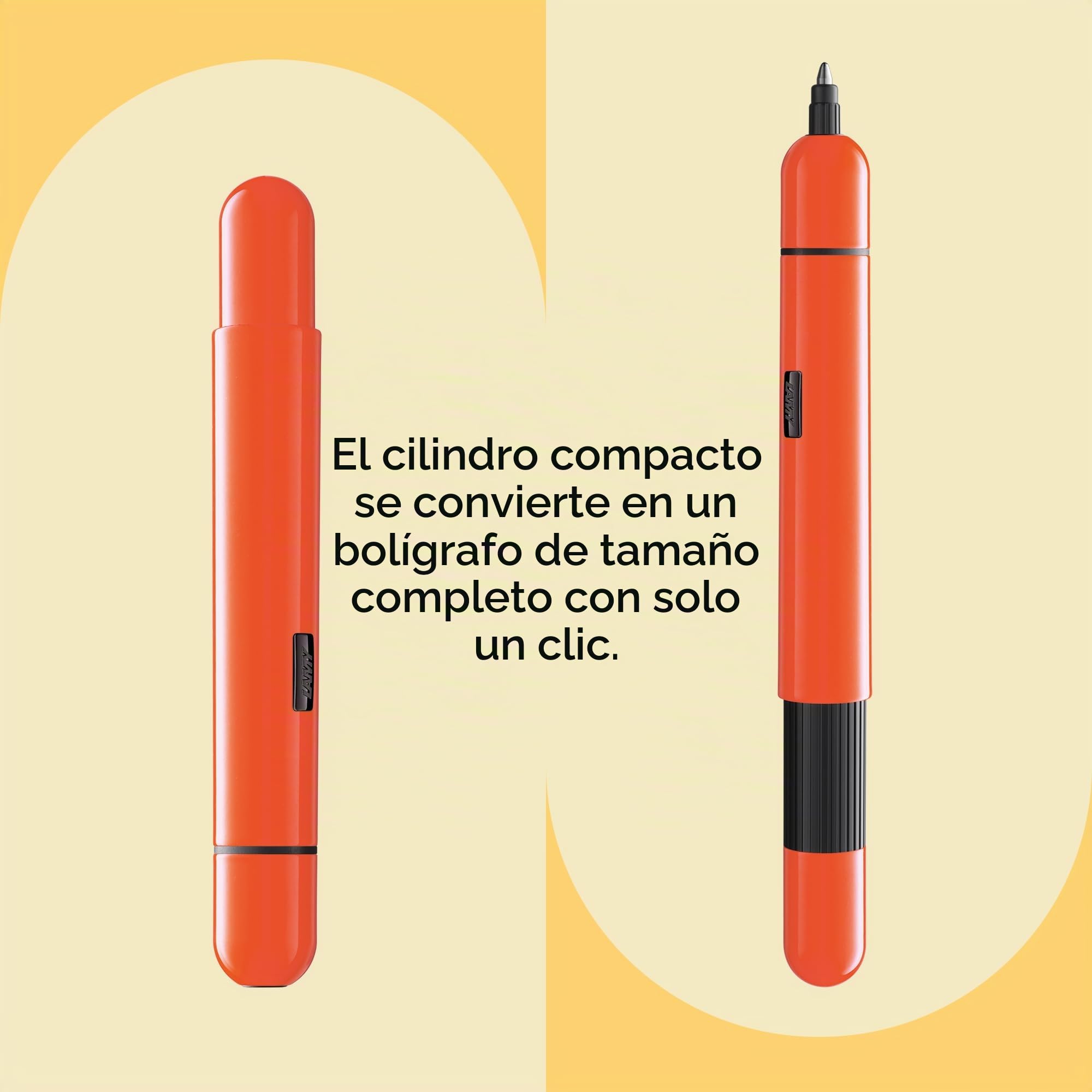 Lamy pico laser orange bolígrafo - bolígrafo de bolsillo innovador - con un clic en tamaño completo - cuerpo metálico y ancho de trazo M - recambio compacto M 22 en negro incl.