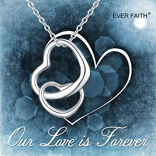 Ever Faith N09307-1 Women'S 925 Sterling Silver Simple Interlocking Open Heart Adjustable Pendant Necklace thumb #7