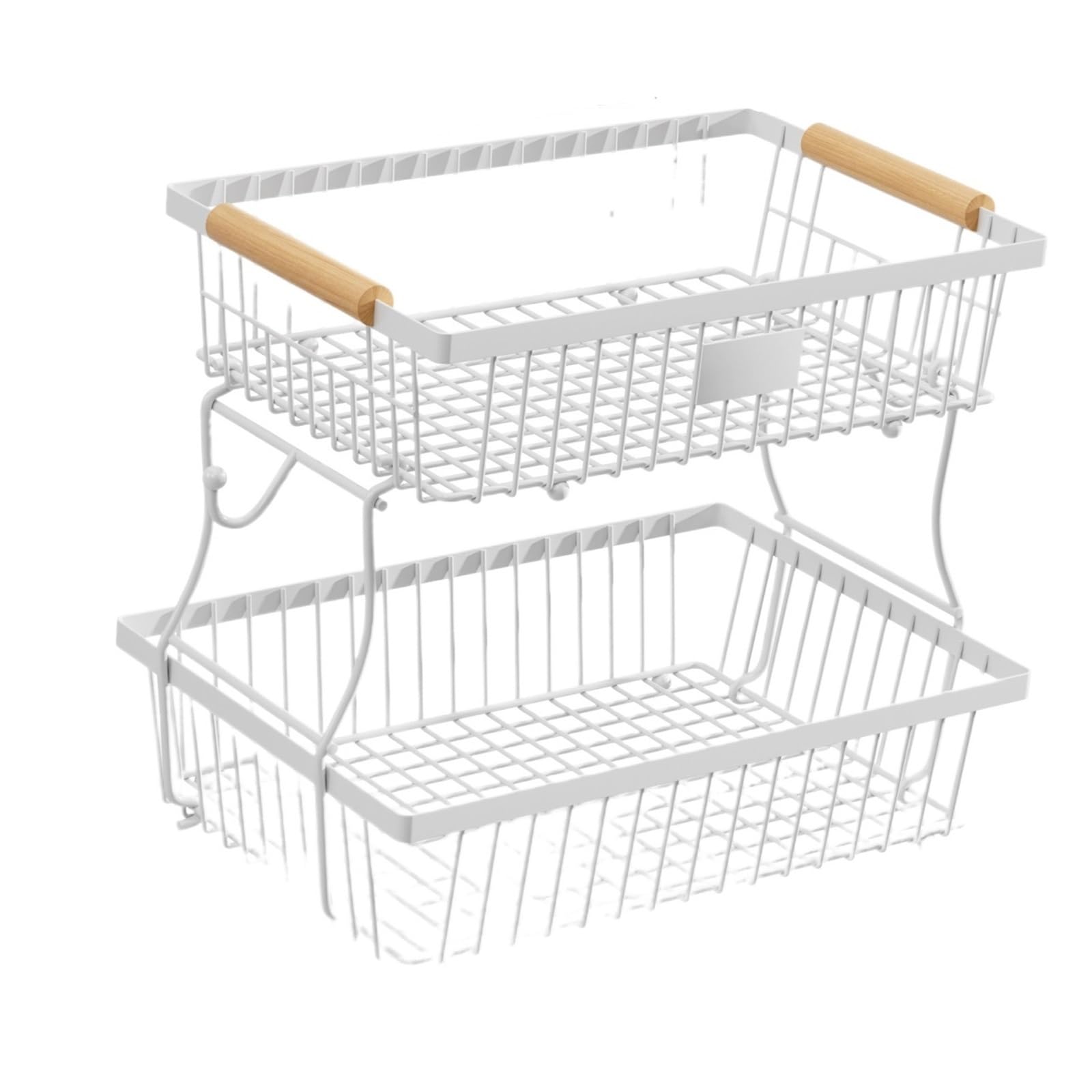Scolapiatti 33 * 29 cm portaoggetti staccabili for frutta e verdura da cucina, vassoi a doppio strato, display domestico, a mano in legno, SS(White)