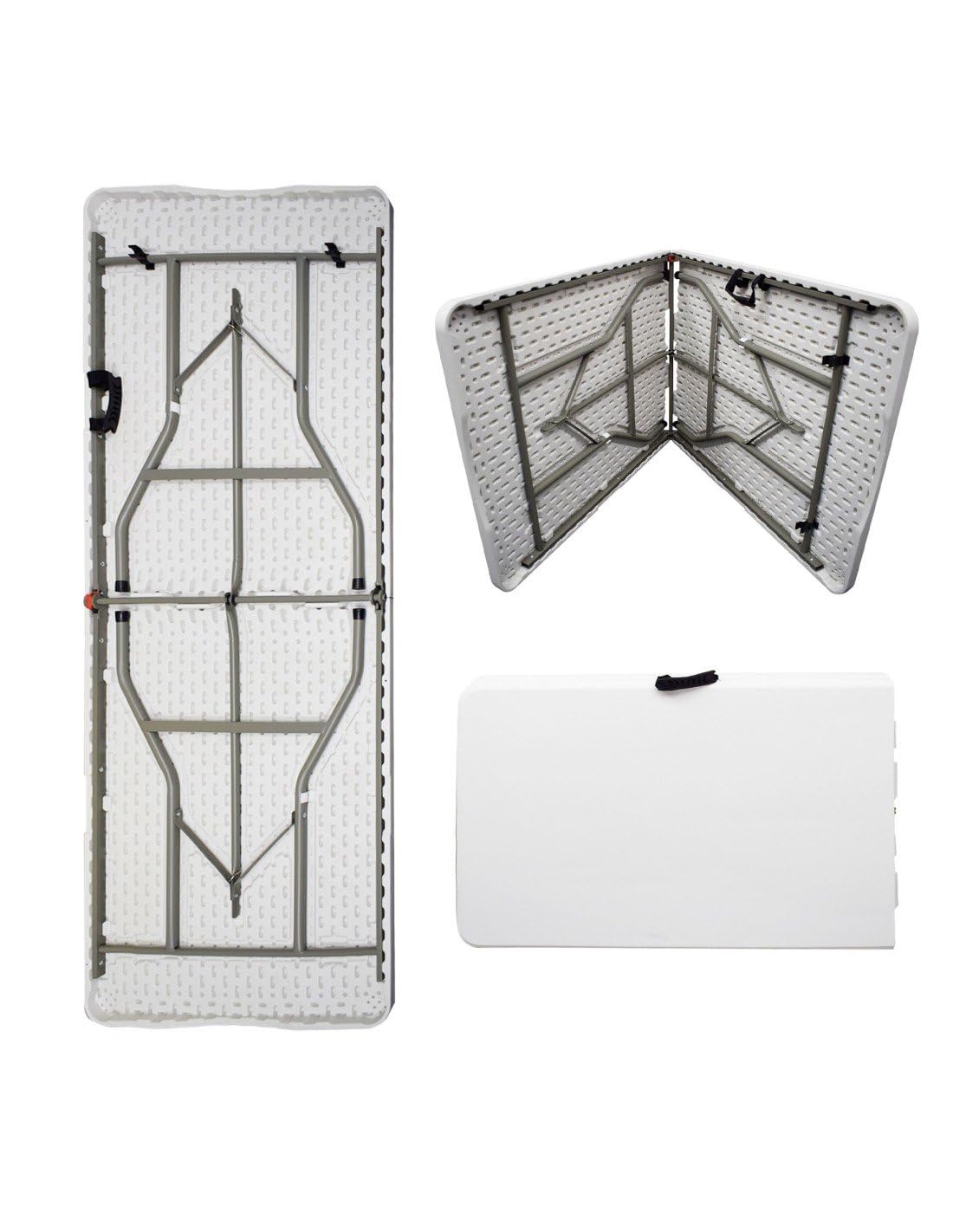 Jardin202 - Mesa Plegable Rectangular 180x70x74cm Catering | Mesa Resina con Patas de Acero Plegable para Eventos y terrazas | Unidad (Blanca)