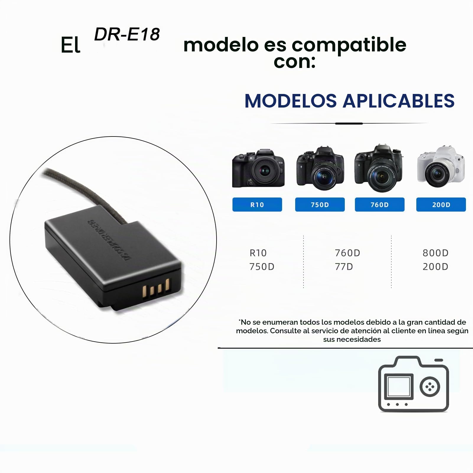 PD USB-C Cable de Alimentación a la Batería Ficticia LP-E17 DR-E18 Acoplador de CC para Canon EOS Rebel T6i T7i SL2 SL3 RP R10 T6s T8i 77D 200D 250D 750D 760D 800D 850D Cámaras.