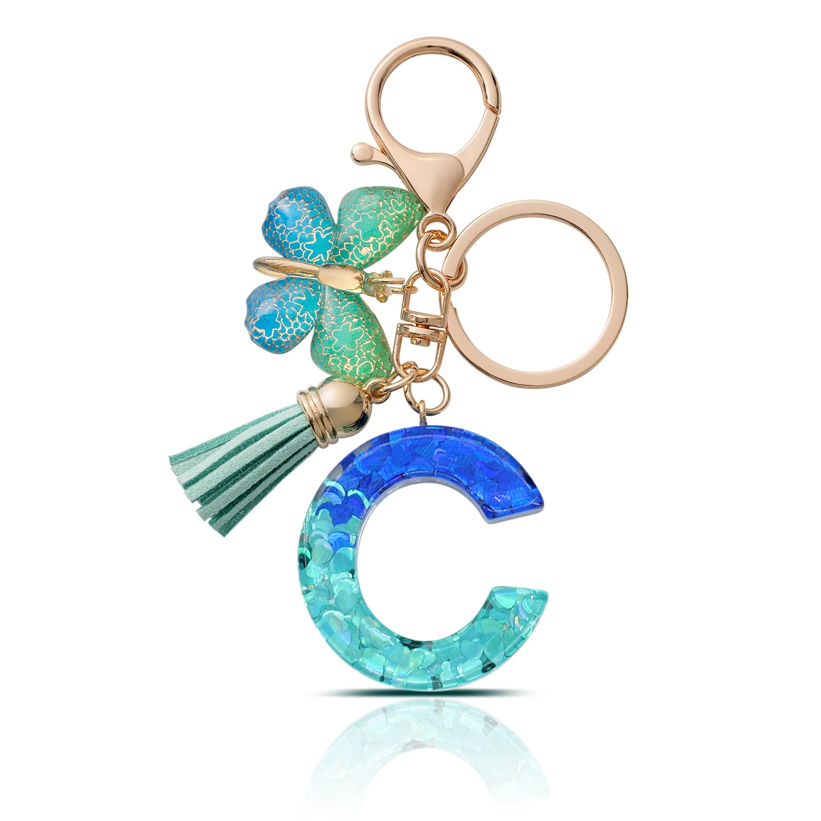 CHUQING Schlüsselanhänger Buchstabe Mädchen Schlüsselanhänger mit Anfangsbuchstaben Schmetterling Keychain Letter Geschenke für Frauen Damen