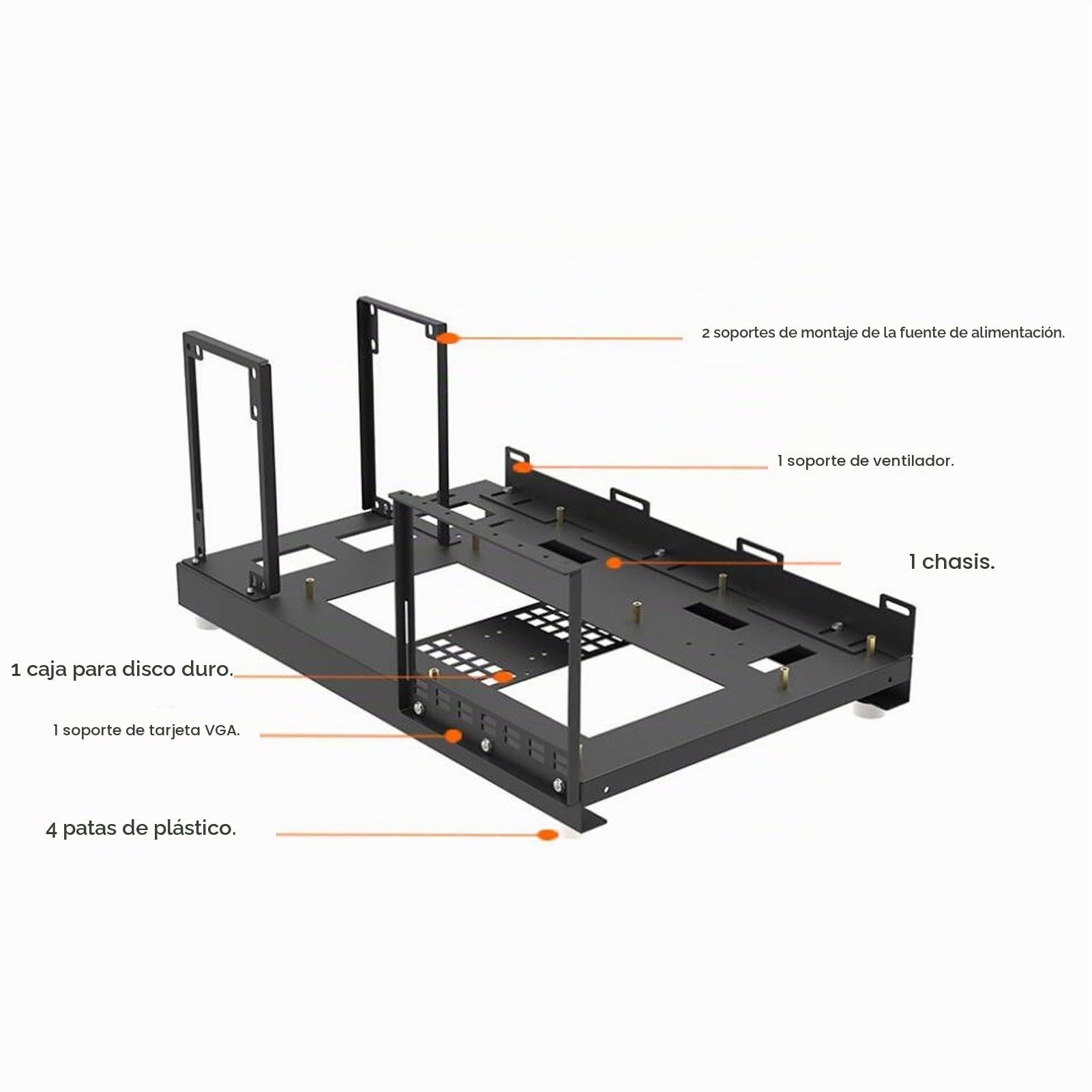 Bastidor Abierto para Placa Base ATX para Computadora, Chasis para Computadora ATX, Carcasa de Acero para Computadora para Juegos DIY, Bastidor para Placa Base de Computadora ATX
